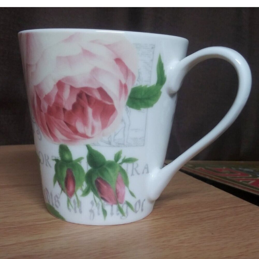 Royal Horticultural Society Pimpernel Tea Cup Antique Roses 8451 cream pink grn